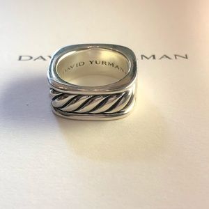 Square ring wave cable men sterling silver 925 David yurman